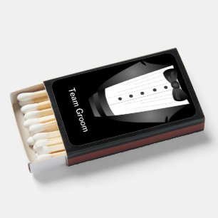 Bachelor Party Groomsman Team Groom black tuxedo Matchboxes