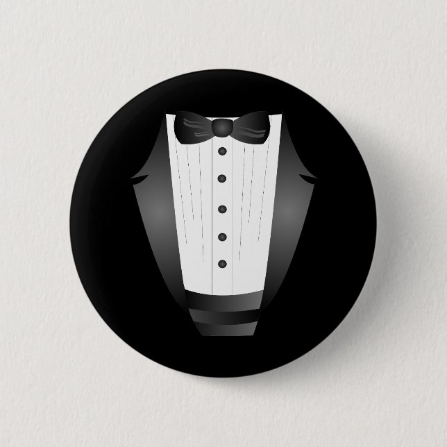 Bachelor Party Groomsman Team Groom black tuxedo Pinback Button (Front)