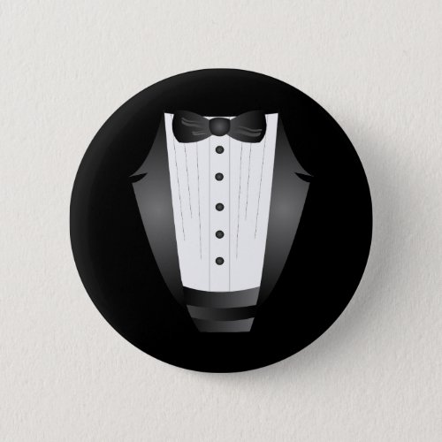 Bachelor Party Groomsman Team Groom black tuxedo Pinback Button