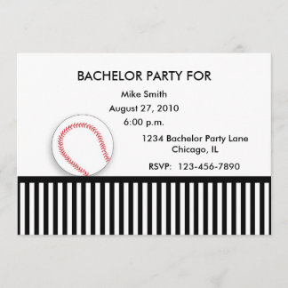 Bachelor Party Invitation Black White Baseball