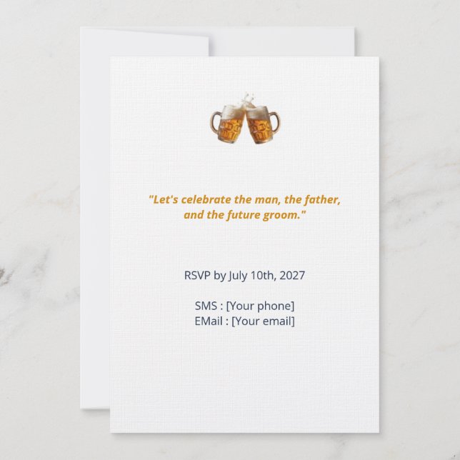 Bachelor Party Invitation - Craft Beer Theme (Back)