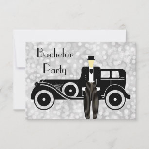Bachelor Party Invitation Gatsby Vintage Car