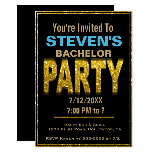 Bachelor Party Invitation | Gold