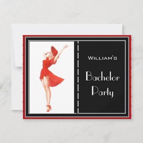 Bachelor Party Invitation Red Black White 2