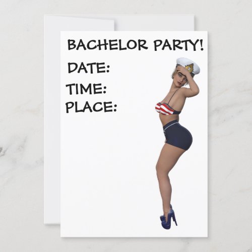 BACHELOR PARTY INVITATIONS PINUP GIRL