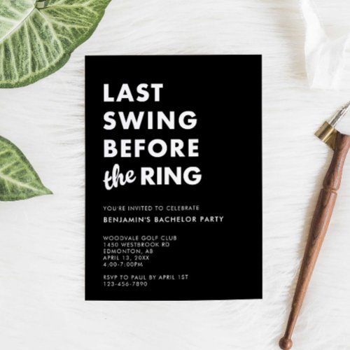 Bachelor Party Last Swing Before the Ring Minimal Invitation