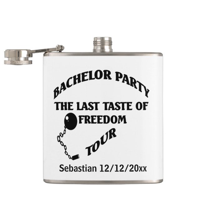 Bachelor Party Last Taste Of Freedom Personalized Flask (Opened)