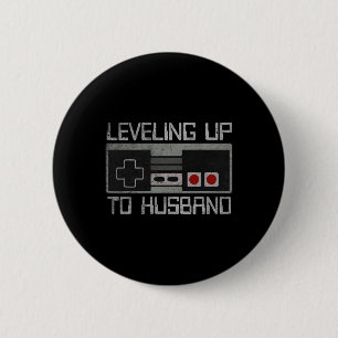 Bachelor Party Leveling Up To Husband Gamer Groom Button