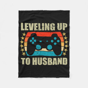 Bachelor Party Leveling Up To Husband Groom Gaming Fleece Blanket