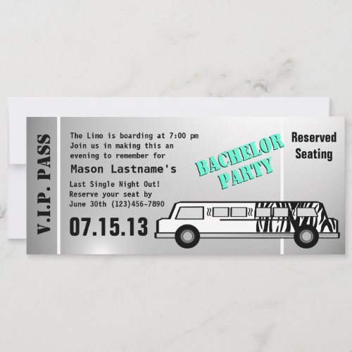 Bachelor Party Limo Pass Invitation