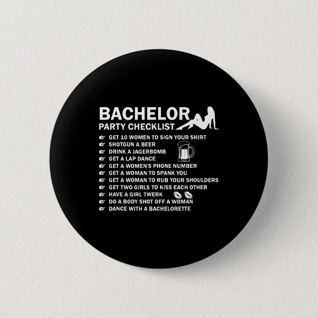 Bachelor Party Men Naughty Checklist Getting Marri Button (Front)