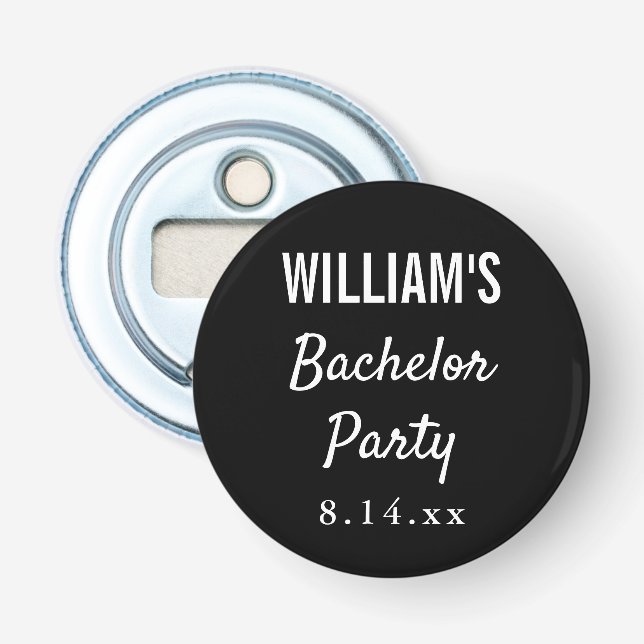 Bachelor Party Modern Typography Wedding Favor Bottle Opener (Front)