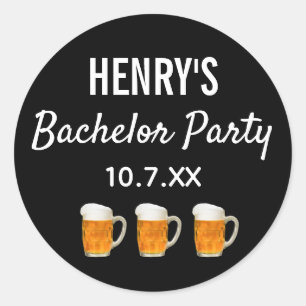Bachelor Party Modern Wedding Favor Beer Cheers Classic Round Sticker