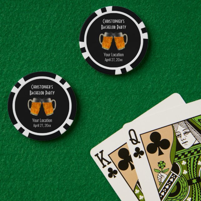 Bachelor Party Modern Wedding Favor Beer Cheers Poker Chips (Poker Table (Double))