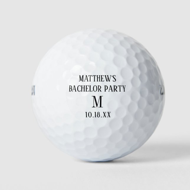 Bachelor Party Monogram Initial Wedding Favor Golf Balls (Front)