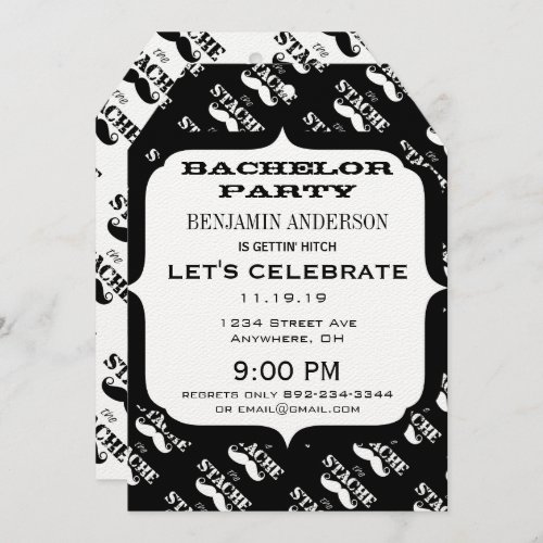 Bachelor Party Moustache Pattern Invitation