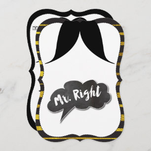 Bachelor Party Mr. Right Mustache Retro Hipster Invitation