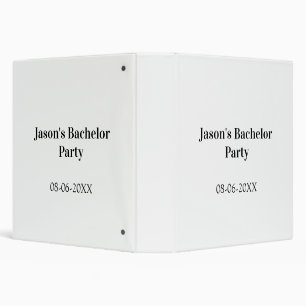 Bachelor party name date simple minimal best man 3 ring binder