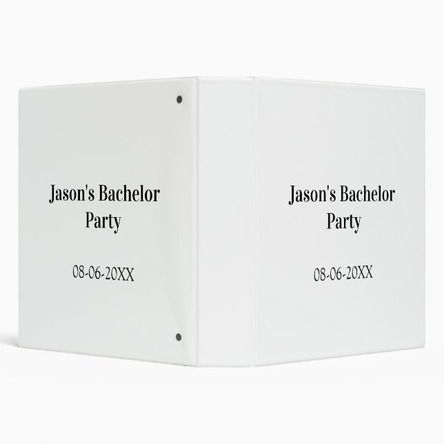 Bachelor party name date simple minimal best man  3 ring binder (Background)