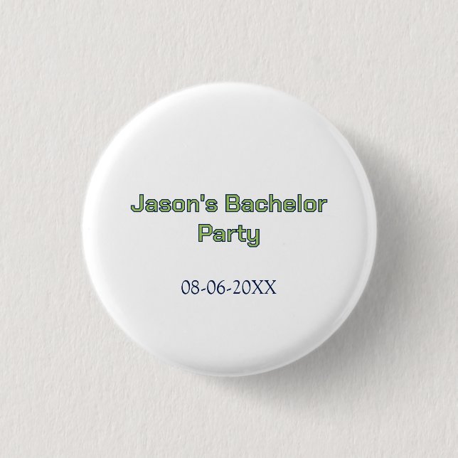Bachelor party name date simple minimal best man  button (Front)