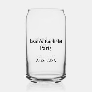 Bachelor party name date simple minimal best man can glass