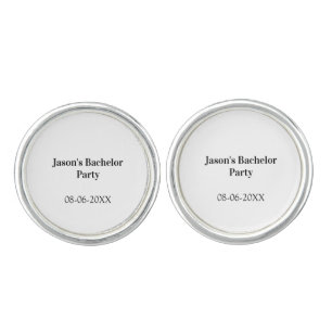 Bachelor party name date simple minimal best man cufflinks