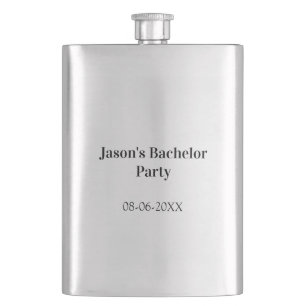 Bachelor party name date simple minimal best man flask