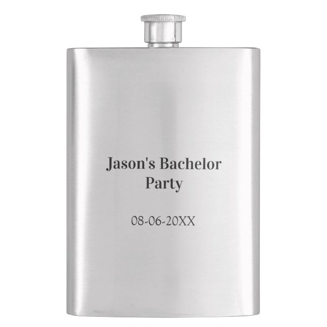 Bachelor party name date simple minimal best man  flask (Front)