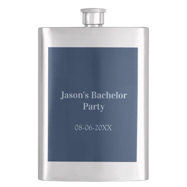 Bachelor party name date simple minimal best man  flask (Front)