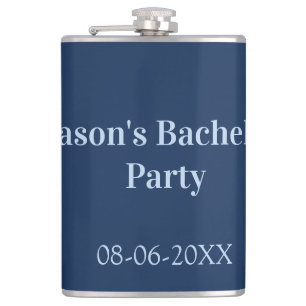 Bachelor party name date simple minimal best man flask