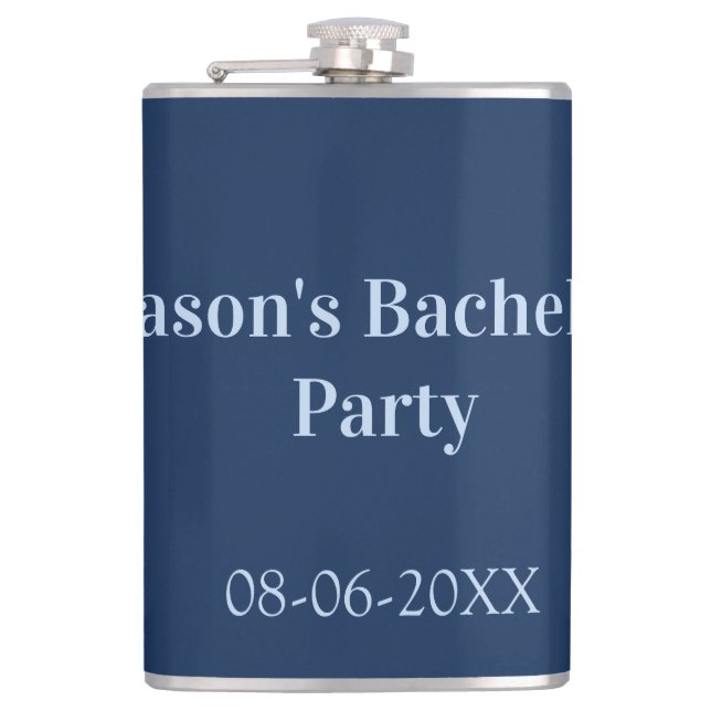Bachelor party name date simple minimal best man  flask (Front)