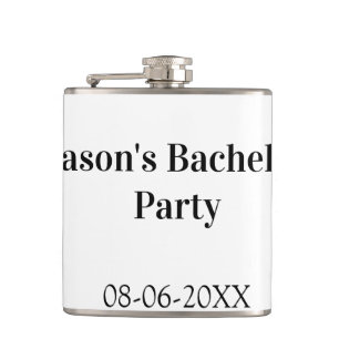 Bachelor party name date simple minimal best man flask