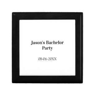 Bachelor party name date simple minimal best man gift box