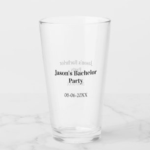Bachelor party name date simple minimal best man glass