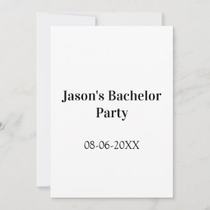 Bachelor party name date simple minimal best man invitation