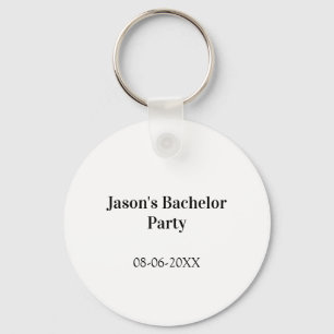 Bachelor party name date simple minimal best man keychain