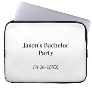 Bachelor party name date simple minimal best man  laptop sleeve