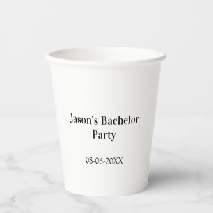 Bachelor party name date simple minimal best man  paper cups