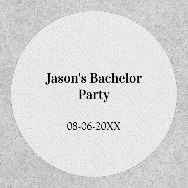 Bachelor party name date simple minimal best man  patch (Front)