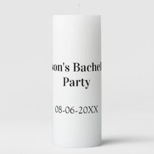 Bachelor party name date simple minimal best man pillar candle