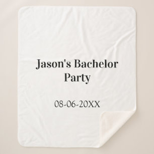 Bachelor party name date simple minimal best man sherpa blanket