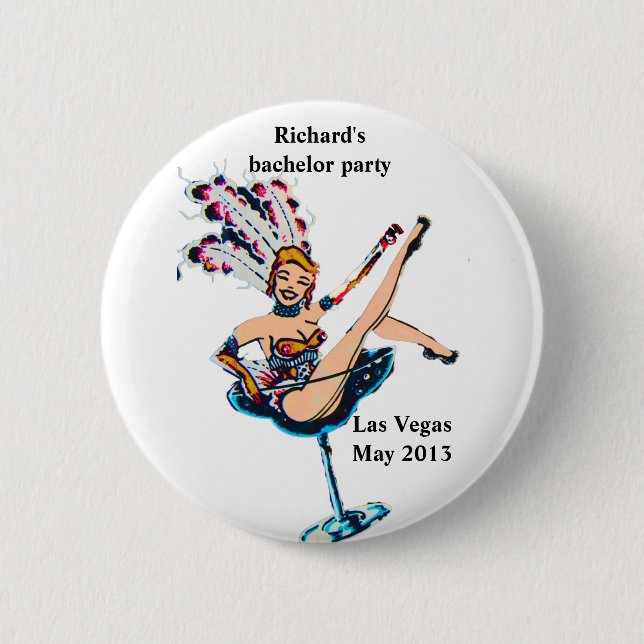 Bachelor Party namebadge Vegas Casino Theme Pinback Button (Front)