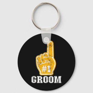 Bachelor Party Orange Foam Finger Groom 1  Keychain