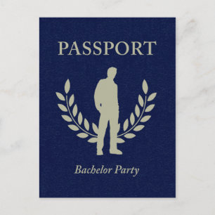 bachelor party passport invitation postcard