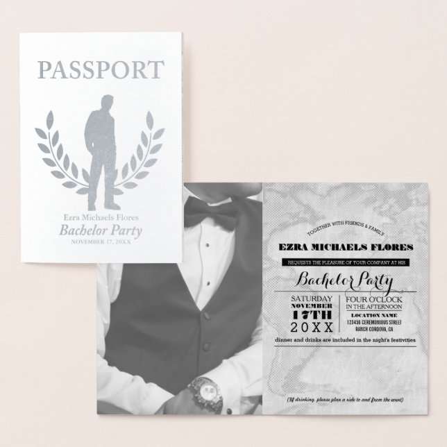 Bachelor Party passport silver foil Card (Display)