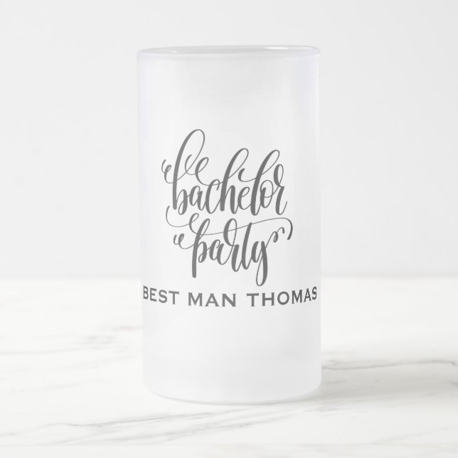 Bachelor Party Personalized Best Man Frosted Glass Beer Mug (Center)