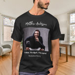 Bachelor party photo man myth legend name fun T-Shirt<br><div class="desc">Personalize and add your own photo of the bachelor.  Personalize and add a name,  and a text.  Text: The Man,  The Myth,  The Legend.</div>