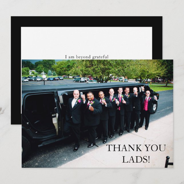 Bachelor Party Photo Thank You Card (Front/Back)