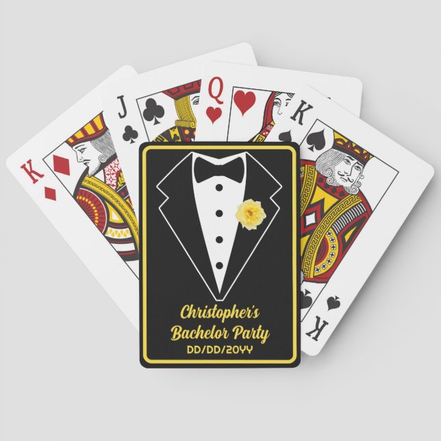 Bachelor Party Poker Black Tuxedo Butter Yellow  Poker Cards (Back)