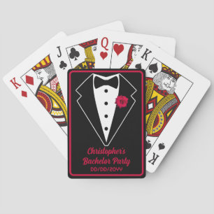 Bachelor Party Poker Black Tuxedo Red Rose  Cards